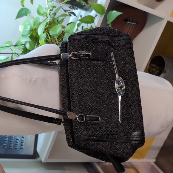 Coach Handbags - Coach Signature Black Jacquard & Leather Madison Madeline Satchel